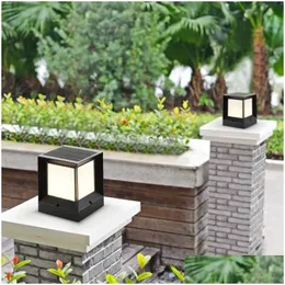 Scenbelysningstillbehör Brelon Solar LED Column Light White Warm Color Dimble Safety Outdoor Garden Lane Post Lamp Drop Delivery DHJ19