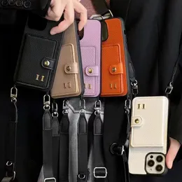 Designer iPhone Phone Cases 15 14 Pro Max Luxury BrandH Crossbody Card Slot Bolsa Hi Quality 18 17 16 15Pro 14Pro 13Pro 12Pro 13 12 11 Case com caixa de logotipo JS