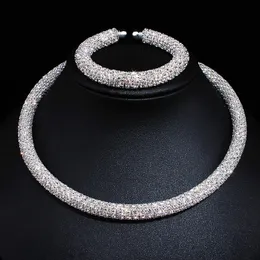 Disign luxo maxi colar de cristal colar goldsilver banhado strass torques gargantilha colares para mulheres jóias de casamento 240228