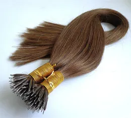 Färg 8 Ljusbrun Silk Straight 7A Natural Nano Ring Hair Extensions 1g S 200g Pack Factory S Alla färger Nano Hair Extensi1987616