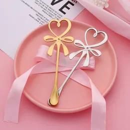 Butterfly Shaped Tea Cup Spoon Stainless Steel Cake Dessert Scoop Heart Shape Coffee Stirring Spoons Gold Milk Mixing Scoops BH8390 FF