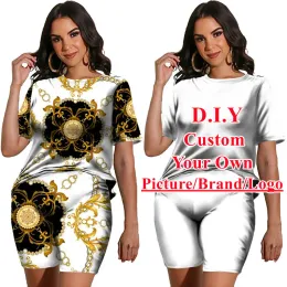 Zestawy zabawne DIY Custom Clothing Women 3D Print Drukuj Tshirt/Shorts/Shorts/Set Fashion Para Stroje Unikalny dwuczęściowy garnitur sportowy