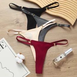 Sexiga thong kvinnor trosor bomull underkläder kvinnor g-sträng fast färg kvinnliga underbyxor intimat underkläder s-l