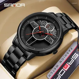 Wristwatches SANDA Watch For Men Car Steering Wheel Series Fancy Casual Fashion Quartz Watches Waterproof Straps Choice Gift Box