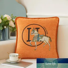 Clássico chenille jacquard luz luxo e simplicidade moderna capa de almofada do sofá capa de almofada de cabeceira cavalo branco