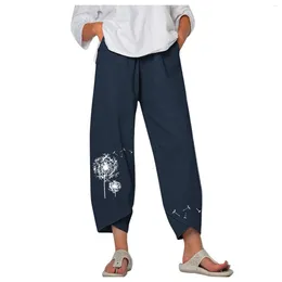 Pantaloni da donna Donna Fiori Stampa Cintura elastica in vita Cargo Estate Taglie forti Abbigliamento a gamba larga Y2k Streetwear