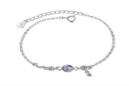IHUES 925 Sterling Silver Delicate Moon Star Gradient Crystal Zircon Armband Labradorite for Girls Gifts4312365