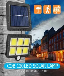 Solar Motion Sensor Wall Light Outdoor Waterproof Garden Lights Cob 120LED Street Lamp Garden Decoration Drop9489958