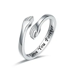 Sterling Silver justerbar par kram ring för kvinnor herr bröllop band wrap runt hand ring smycken för tonåring flickor storlek 5-9 240306