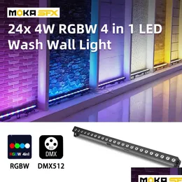 Luzes de cabeça móvel led 24x4w luz de parede de lavagem rgbw 4in1 leds dj fase arruela ao ar livre dmx512 barra iluminação para disco construção gota delive dh4oi