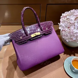 10S Designer -Tasche Alle handgefertigte Einkaufstasche Real Crocodile Hauttasche Marke Geldbörse Luxushandtasche Voll handgefertigte Wachslinie Nähte