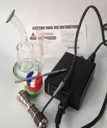 E 네일 키트 디지털 21 업그레이드 된 버전 미니 휴대용 Eail Electric Dab Titanium Nails with Glass Bong Dabbing Tool 및 Water Smo2521201