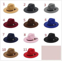 Nowe modne czapki dla mężczyzn Kobiety eleganckie modne solidne filmie Fedora Hat Band szeroko płaskie jazzowe czapki stylowe Trilby Panama Cap4613717