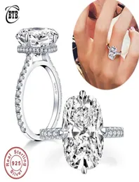 S925 srebrne pierścionki zaręczynowe 6ct 6ct Jajka Diamentowa para ślubna luksusowa biżuteria Big 220402534576