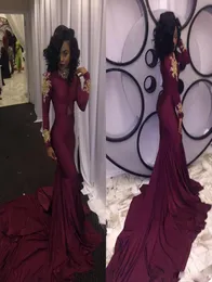 Il più nuovo design stile arabo manica lunga con volant sirena abiti da sera bordeaux backless chiffon elegante abito da sera con cerniera economico 5588298