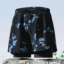 Herren-Bademode, Badehose mit Kordelzug, Sommer-Shorts, elastische Taille, Kompressionsfutter, Taschen für den Strand