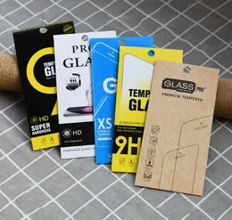 ユニバーサルクラフトペーパー小売パッケージボックス、iPhone 15、14、13 Pro、XR、XS Max、Redmi Tempered Glass Screen Protector