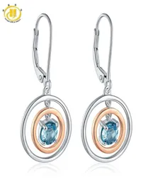 Natural Blue Topaz 925 Sterling Silver Clip Earring Rose Gold 도금 우아한 이어링 여성 좋아하는 귀걸이 스타일 파티 선물 200955551120