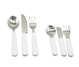 Sublimazione Bianco Bianco Bambini Coltello Forchetta Cucchiaio Posate Set Acciaio inossidabile Argento Stoviglie Cucina Set da pranzo Alimentazione del bambino 2498 T6323541