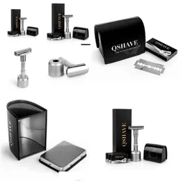 Electric Shavers Qshave Adjustable Safety Razor Kit Mens Shaving Holder Add Blade Disposal Case Add15 Blades Set 220112 Drop Delivery Dha8F