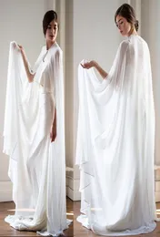 حفل زفاف جديد Bolero Long Wraps Ivory White Summer Summer Cape Chiffon Cheap Cloaks Party Bridal Party Shawls Custom Made JA6965655