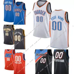 2024 Jerseys de Basquete Homens Juventude Oklahoma''City Thunder''Custom 2 Shai Gilgeous-Alexande Davis 9 Bertans 5 Luguentz Dort Chet 7 Holmgren 29 Josh Giddey