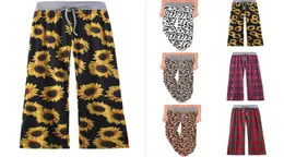 Calças de perna larga femininas floral girassol xadrez leopardo cintura alta confortável calça estiramento cordão calças de yoga calças de maternidade ooa80243492949