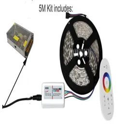 20m 15m 10m 5m 24V RGB LED esnek şerit ışığı 5050 su geçirmez makara ipi RF dokunmatik uzaktan kumanda güç kaynağı adaptörü mini3970649