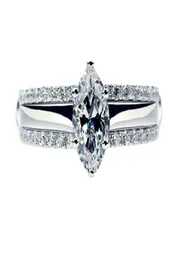 1Ct Set s Marquise Cut Diamond Solid Platinum 950 Ring White Gold Engagement Jewelry9637273