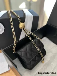 Mini Gold Ball Women Designer Wallet 13CM Leather Diamond Lattice Luxury Handbag Underarm Vintage Cute Coin Purse Adjustable Chain Card Holder Crossbody Fanny Pack