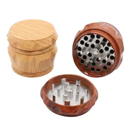 Wood Grinder Smoking Tool Wooden Metal Zinc Alloy Tooth Spice Tobacco Herbal Drum Grinders Abrader Crusher 40mm55mm63mm 4 Layers5271811