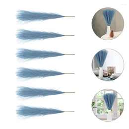 Decorative Flowers 6 Pcs Simulated Reed Grass Home Decor Artificial Pampas Decorations Vase Decors DIY Prop Iron Wire Adorn The Office