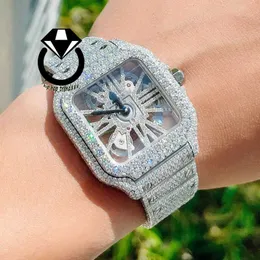 Maßgeschneiderte Uhr Vollständig vereiste Moissanit-Uhr aus Edelstahl, Luxus-VVS1-Moissanit-Diamant-Armbanduhren – 1