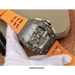 MENS MEKANIK Titta på Richa Milles Wristwatch KV Luxury RM11 03 SAPPHIRE GLASS MEKANISK Rörelse omvänd timing Multifunktionell vattentät hög kvalitet