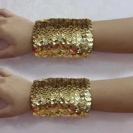 Link Bracelets 1 Pair Women Girls Shiny Sequins Stretchy Sparkling Bracelet Cuffs Cosplay Dance Party Props