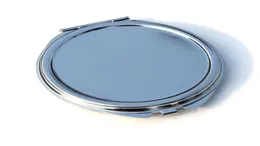 Nowy srebrny okrągły metalowy kieszonkowy cienki kompaktowy lustro