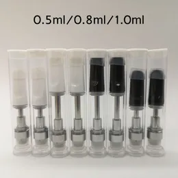 0.5ml 0.8ml 1.0ml Vape Kartuş PVC Tüp Ambalaj 510 İplik Seramik Kartuşlar Boş 2.0mm Kalın Yağ Delikleri Plastik Tüpler OEM Çıkartmaları Mevcut