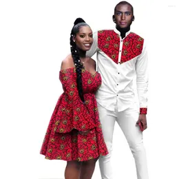 Roupas étnicas moda roupas africanas para casal dashiki mulheres imprimir vestidos elegantes combinar roupas masculinas bazin top camisas e calças conjuntos