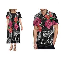 Party Dresses 2024 Polynesian Custom Women's Dress Vintage Tribal Ethnic Style High Quality Fabric Summer Puffed Sleeve Design