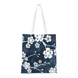 Сумки для покупок, белая сумка через плечо с цветком вишни, женская сумка Harajuku, модная сумка с цветочным принтом и цветком, большая вместительная сумка в стиле ретро-шоппер