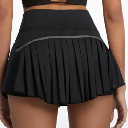 Dresses HBJD Safe Tennis Skirts XSXXL Gym Golf Running Pleated Pantskirt Sexy Women Sports Fitness Shorts Pocket High Waist Skort