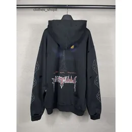 Designer Hoodies Men hoodie Balenciga Mens tröja Sweatshirt Rätt version Högkvalitativ B Hem 24SS Paris Eiffel Tower Zipper Hoodie tvättade slitna 9iqr