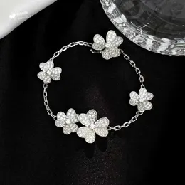 Bracciale V Alta edizione Fanjia Bracciale a cinque fiori con erba a quattro foglie Bracciale Fanjia Bracciale a farfalla coccinella Bracciale con caleidoscopio d'amore pieno di diamanti