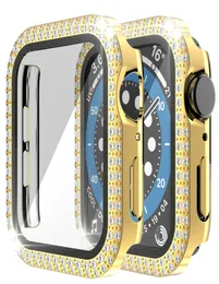 Çift bling elmas ekran koruyucusu Kılıflar Apple Watch Iwatch Seri 6 5 4 3 44mm 42mm 40mm 38mm 41mm2461696