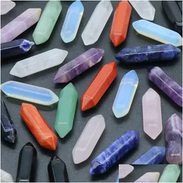 Stone Polished Hexagon Prism Reiki Healing Chakra Natural Stone Pillar Palm Quartz Mineral Crystal Tumbled Gemstone Hand Piece Home D Dhtqm