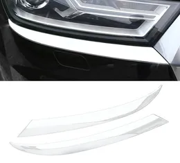 ل Q7 4M 2016-2019 CAR Accessories الأمامية مصابيح الأمامية تغطية الإطار غطاء ملصق الخارجي الديكور الفضة Chrome Moulding9352478