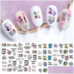 Stickers & Decals Nail Stickers Salon Supplies Letter Figure Girl Black Abstract Sticker Art Decor Water Decals Drop Delivery Health B Dh7B0