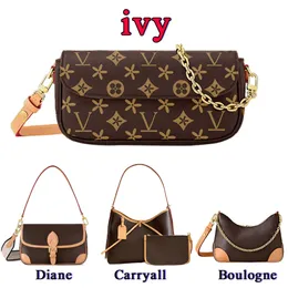 Womens Boulogne Loop Diane Carryall الكتف حقيبة ممرضة محفظة على سلسلة Ivy Designer Bag Luxury Handbag Mens Cross Body Crescent Moon Bage Leather Right Bag