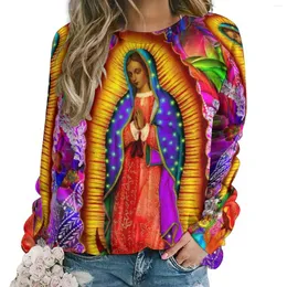 Kvinnors hoodies jungfru Mary Our Lady of Guadalupe 3D Print Sweatshirts Women Y2k Hoodie Streetwear Overdimased Pullovers Woman Clothing