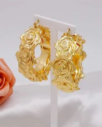 Schmuck Mode Gold Böhmen Blume Runde Tropfen Kupfer Creolen Kreis Coper Ohrringe Hochzeit Zubehör Geschenk 2201194146923